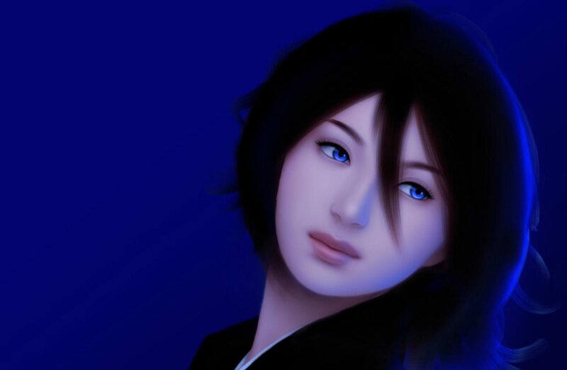 Anime Woman with Blue Eyes — Dramatic