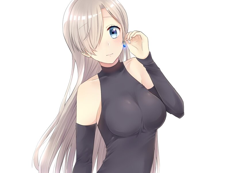 Anime Woman with Blue Eyes — Gray