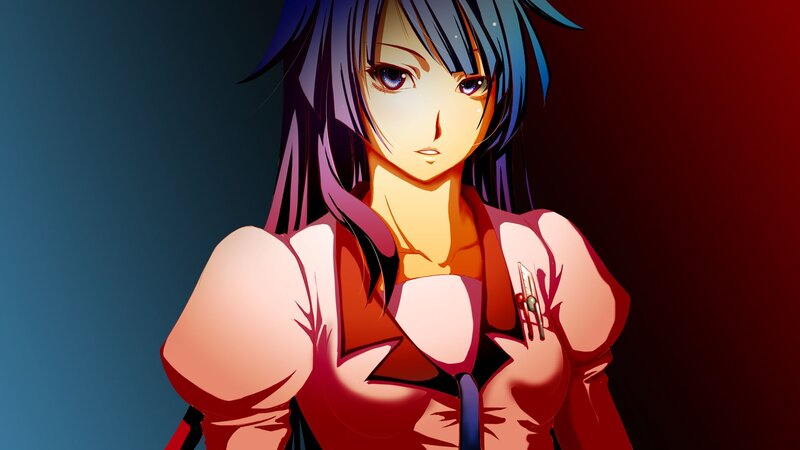 Anime Woman with Blue Hair — Dramatic, Knife