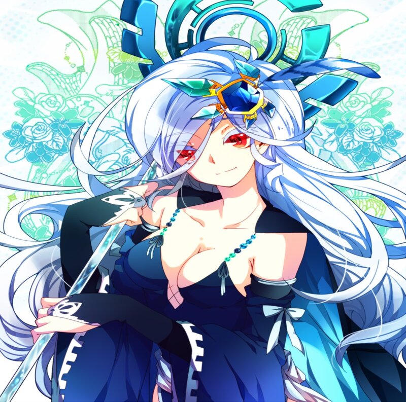 Anime Woman with Blue Hair — Dramatic, Sword