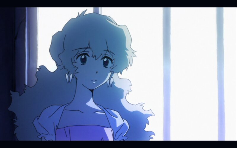 Anime Woman with Blue Hair — Dramatic, Window