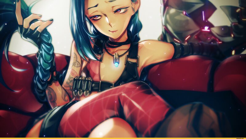 Anime Woman with Blue Hair — Red, Dramatic