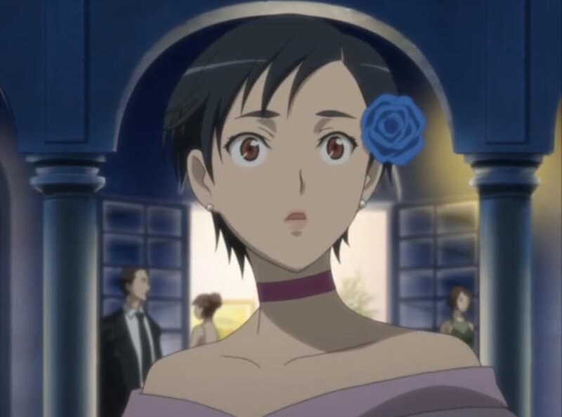 Anime Woman with Blue Rose — Purple