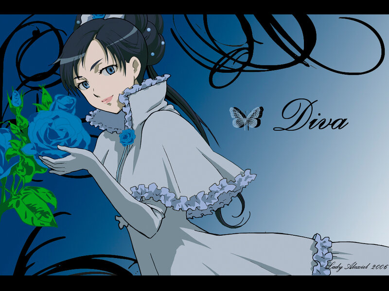 Anime Woman with Blue Roses