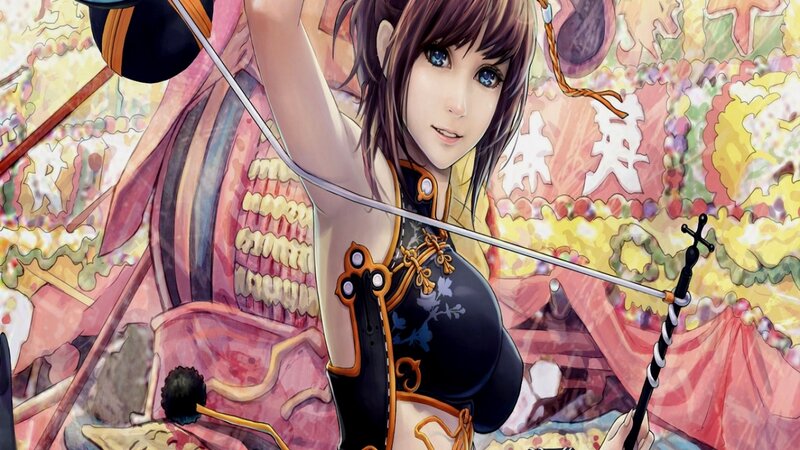 Anime Woman with Bow — Black, Dramatic, Digital Art