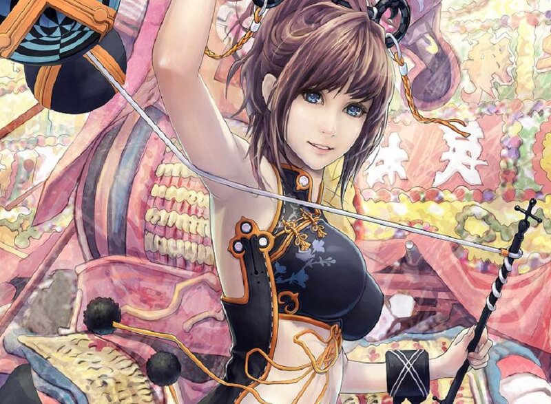 Anime Woman with Bow — Black, Dramatic