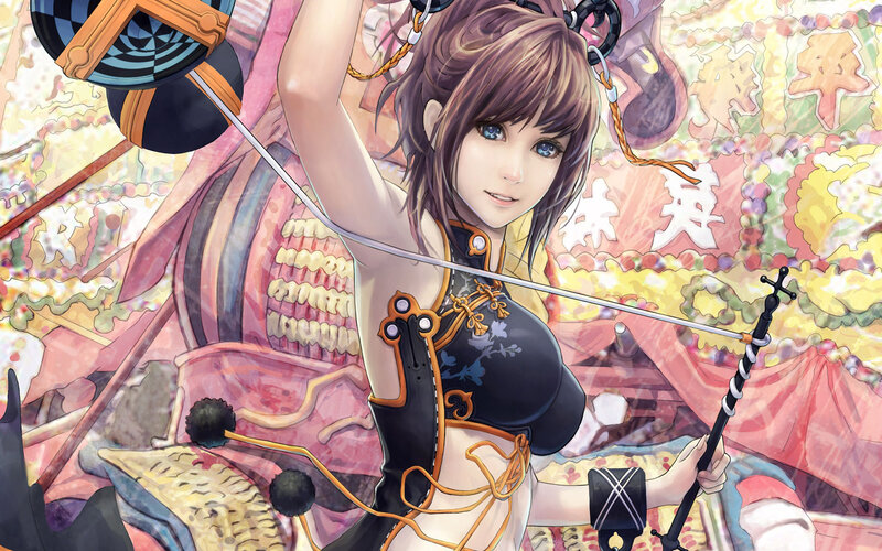 Anime Woman with Bow — Black