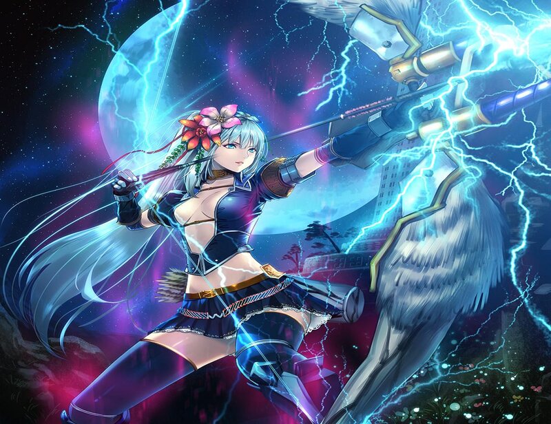 Anime Woman with Bow — Blue