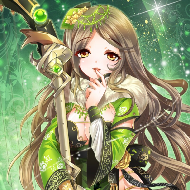 Anime Woman with Bow — Green
