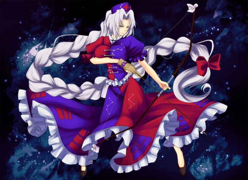 Anime Woman with Bow — Purple