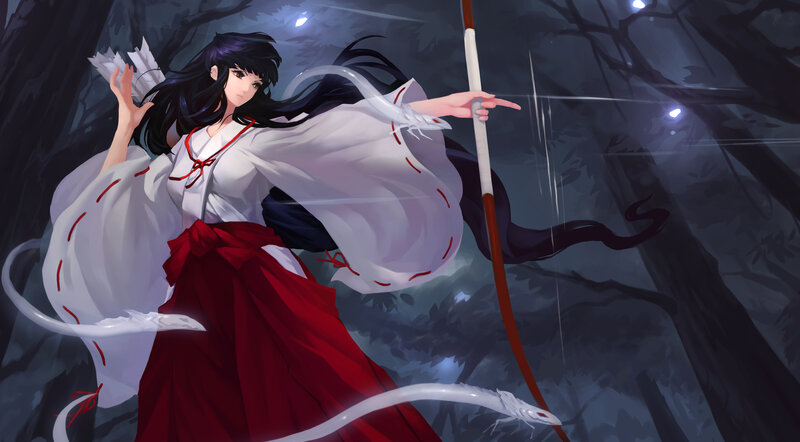 Anime Woman with Bow — White, Dramatic