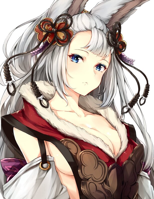 Anime Woman with Bunny Ears — White, Calm