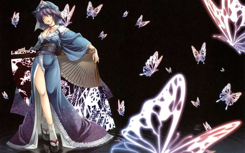 Anime Woman with Butterflies — Black