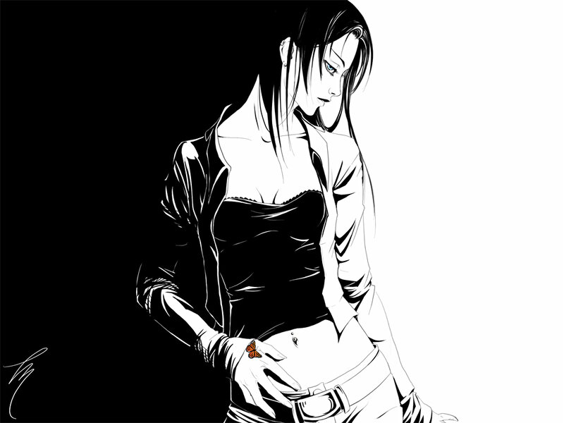anime woman with butterfly