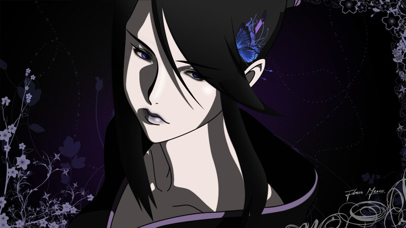 anime woman with butterfly