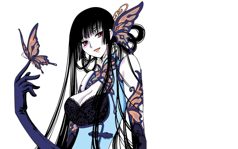 Anime Woman with Butterfly — Black