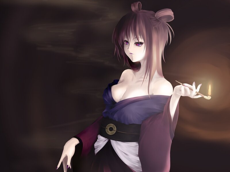 anime woman with candle
