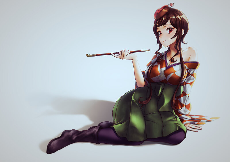Anime Woman with Cane