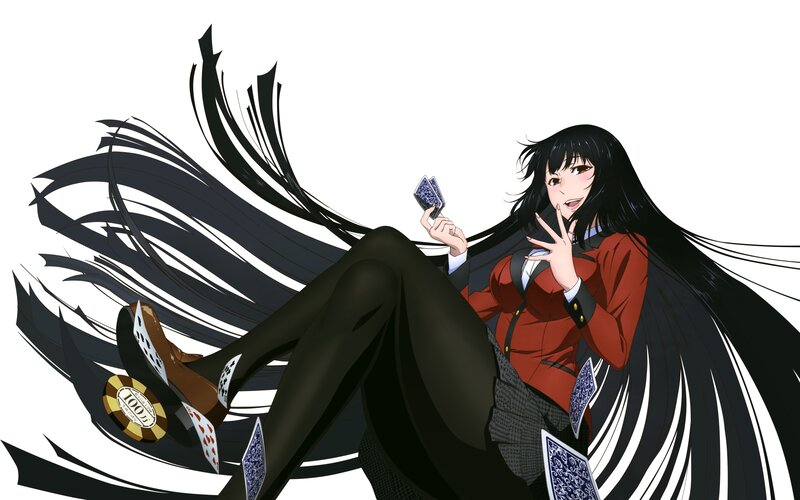 Anime Woman with Cards — Black, Confident