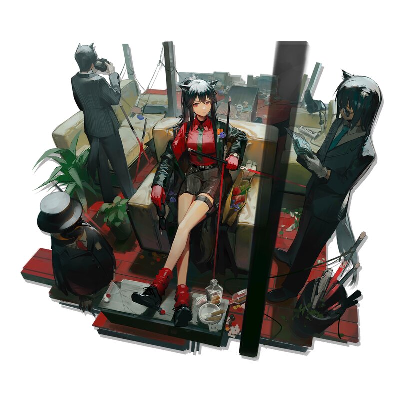Anime Woman with Cat Ears — Black, Dramatic