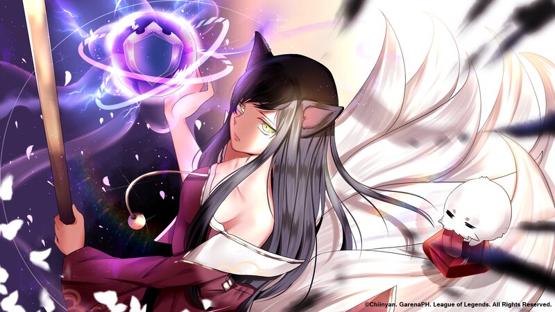 Anime Woman with Cat Ears — Purple, Dramatic
