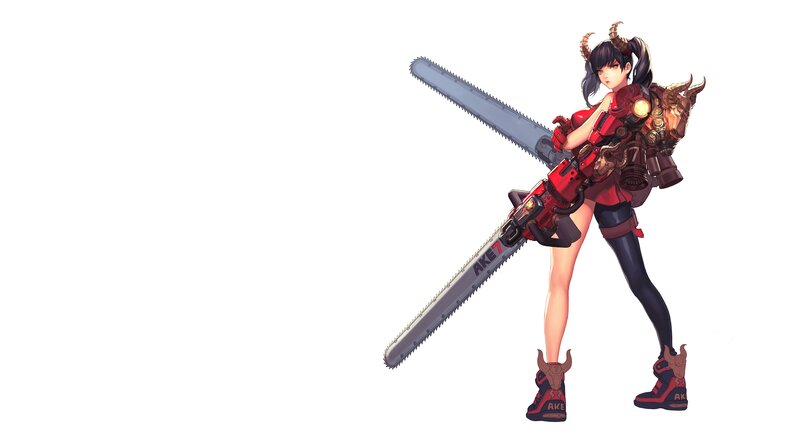 Anime Woman with Chainsaw — Red