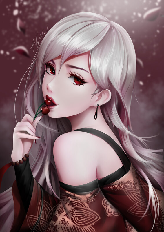 Anime Woman with Cherry
