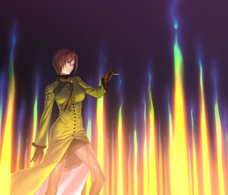 anime woman with cigarette