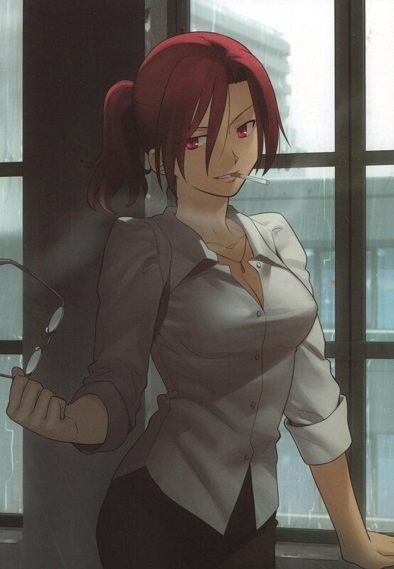 Anime woman with cigarette