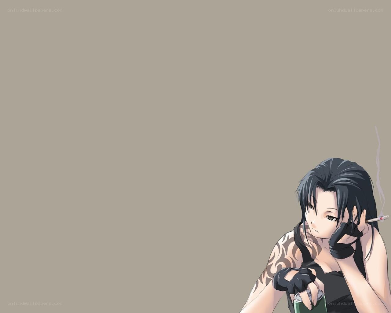 anime woman with cigarette