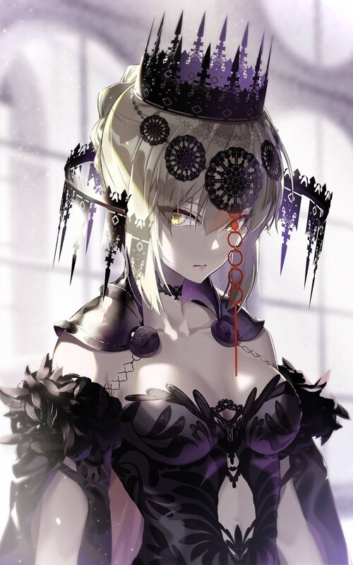 Anime Woman with Crown — Black
