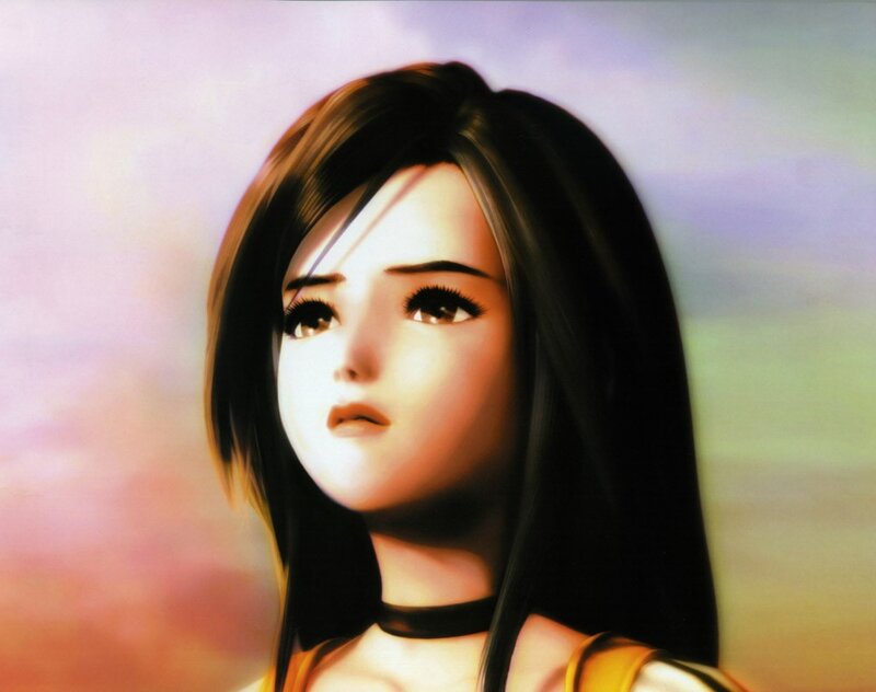 Anime Woman with Dark Hair — Black, Dramatic, Sunset, Digital Art