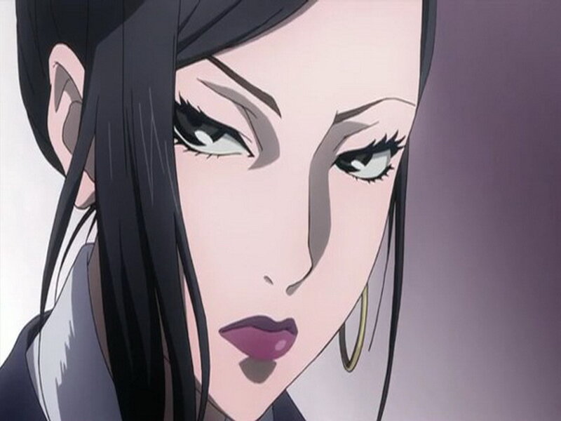 Anime Woman with Dark Hair — Black, Serious, Earring