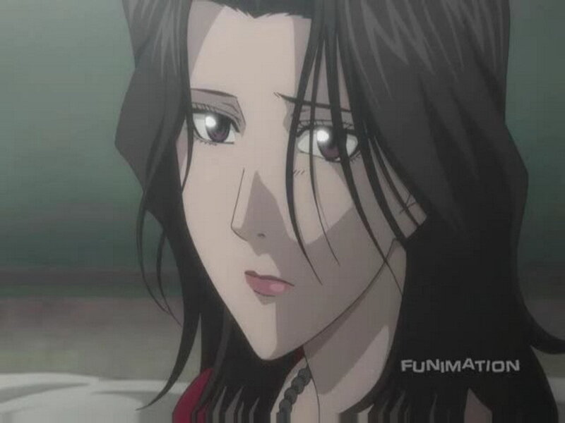 Anime Woman with Dark Hair — Black, Serious