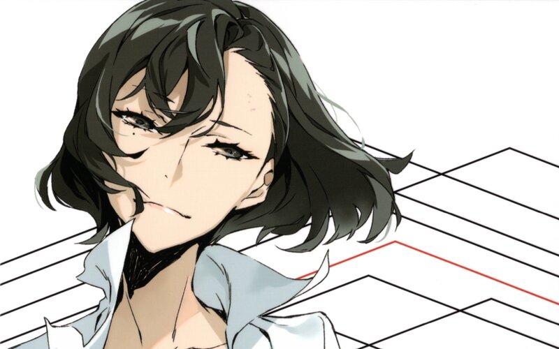 Anime Woman with Dark Hair — White, Neutral, Manga