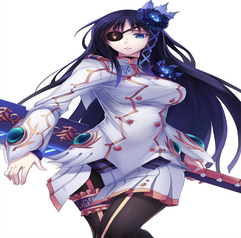 Anime Woman with Eyepatch — White