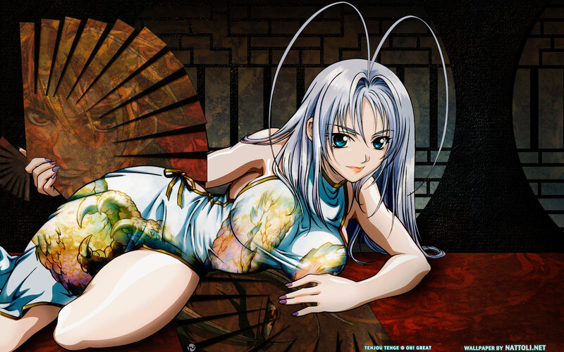 Anime woman with fan