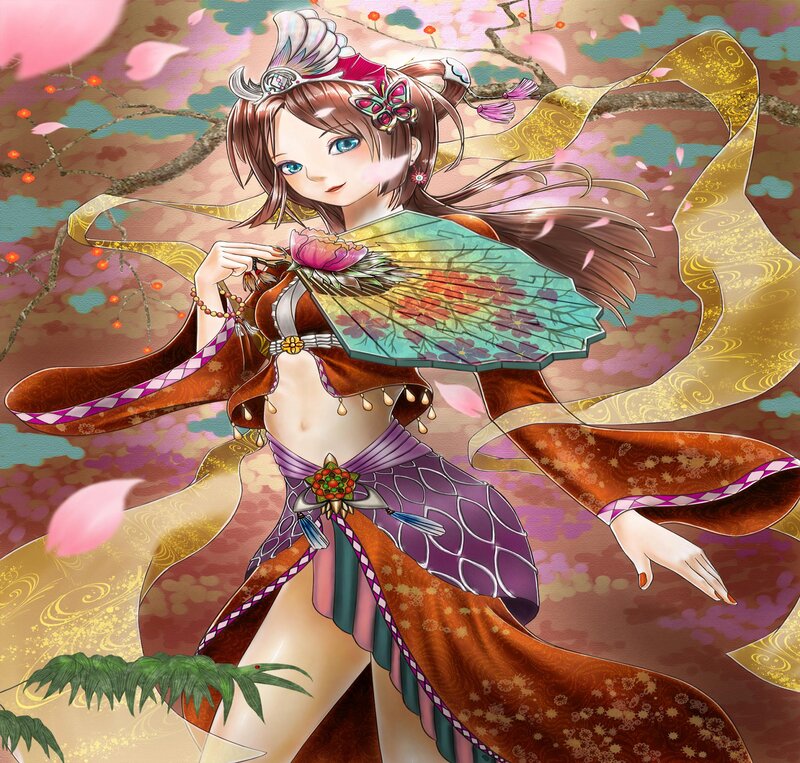 Anime Woman with Fan — Brown