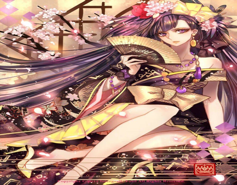 Anime Woman with Fan — Purple, Dramatic, Spring