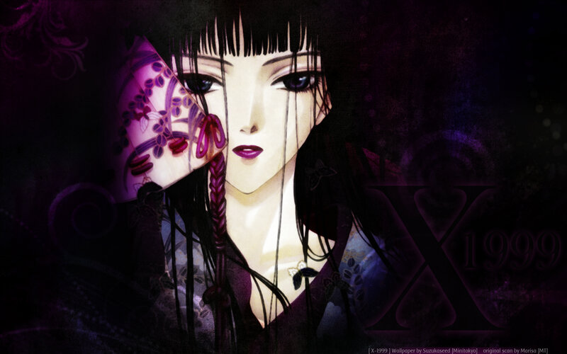 Anime Woman with Fan — Purple, Dramatic