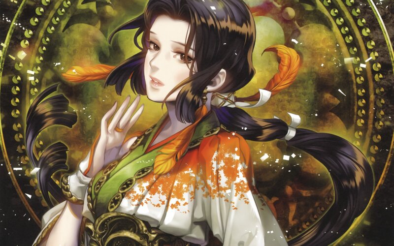 anime woman with feathers