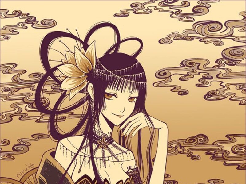 Anime Woman with Flower Headpiece