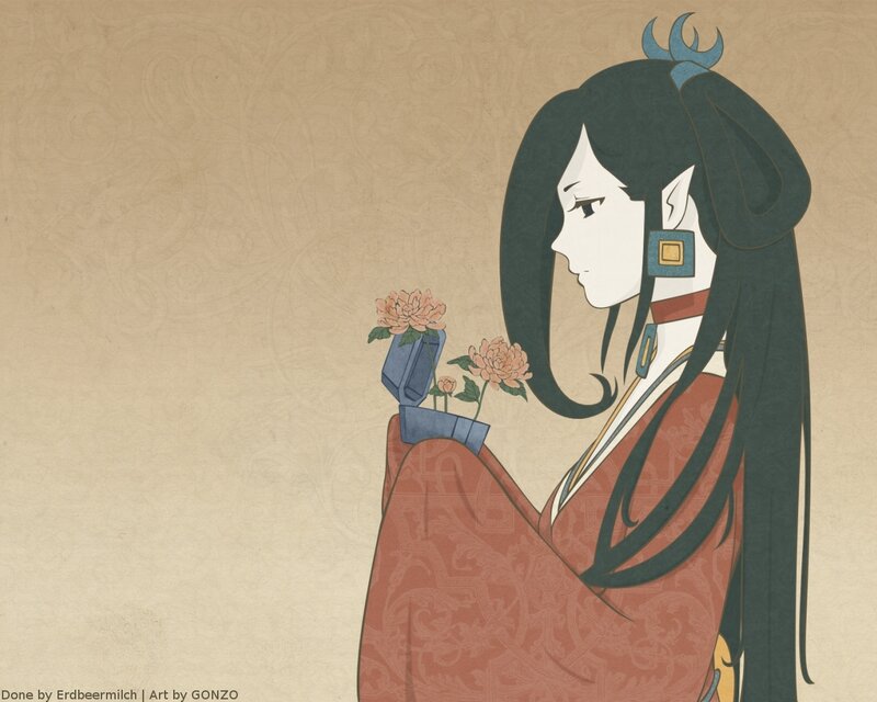 anime woman with flowers