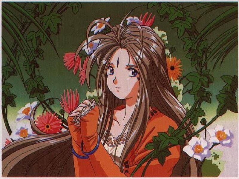 Anime Woman with Flowers — Orange