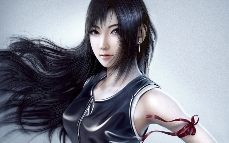 anime woman with flowing hair