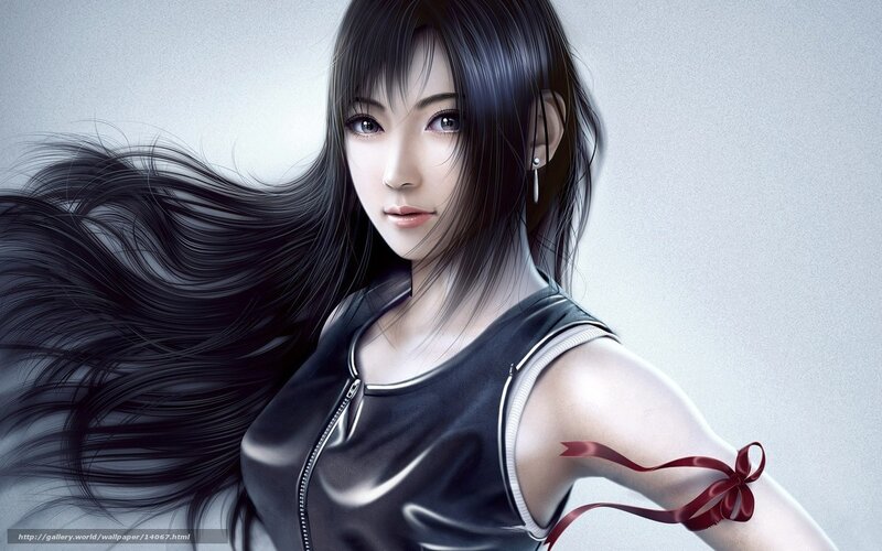 anime woman with flowing hair