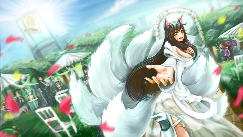 Anime Woman with Fox Ears — White