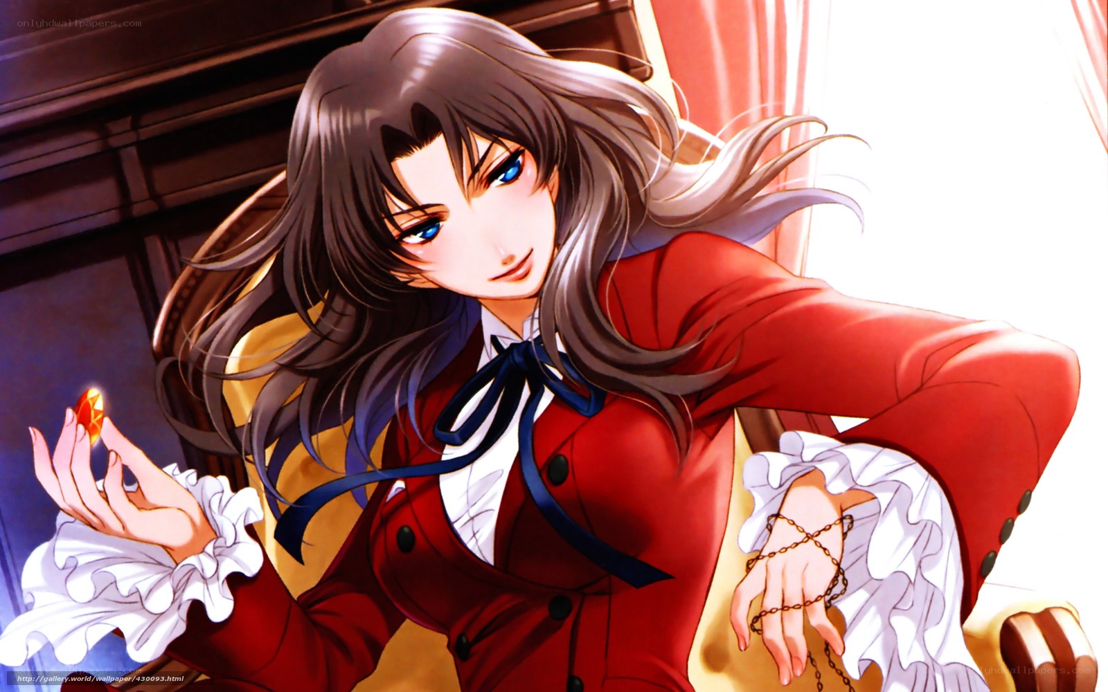 anime woman with gem