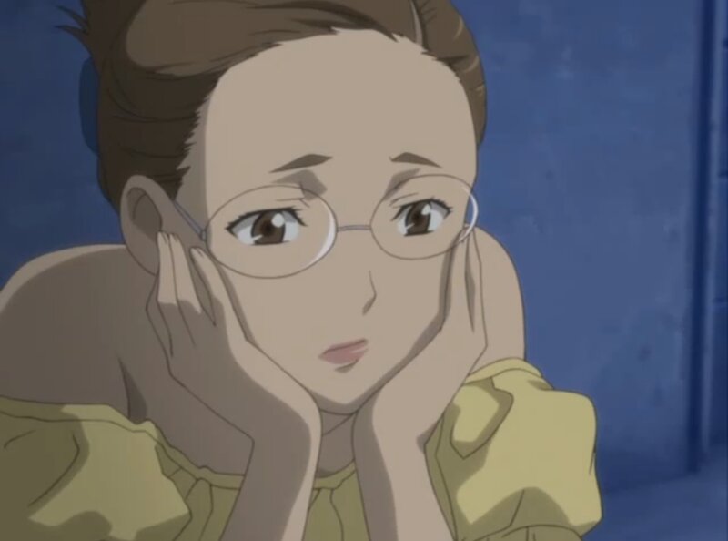 Anime Woman with Glasses — Blue