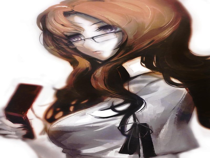 Anime Woman with Glasses — Brown, Calm